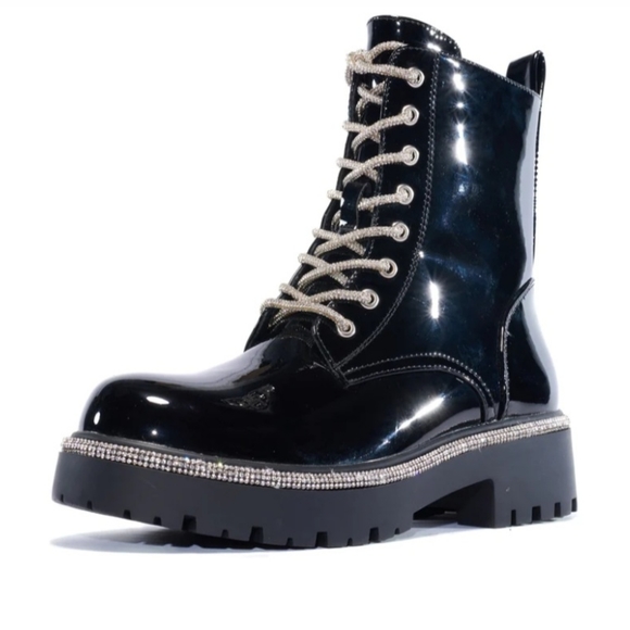 Ladies combat rhinestone boots - Picture 2 of 3